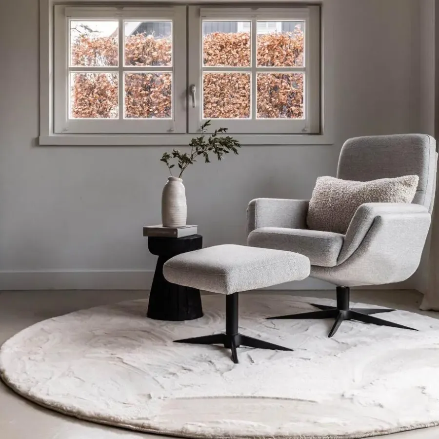 Interieur05 Rond Hoogpolig Vloerkleed Lux Creme - 160 x 160 cm