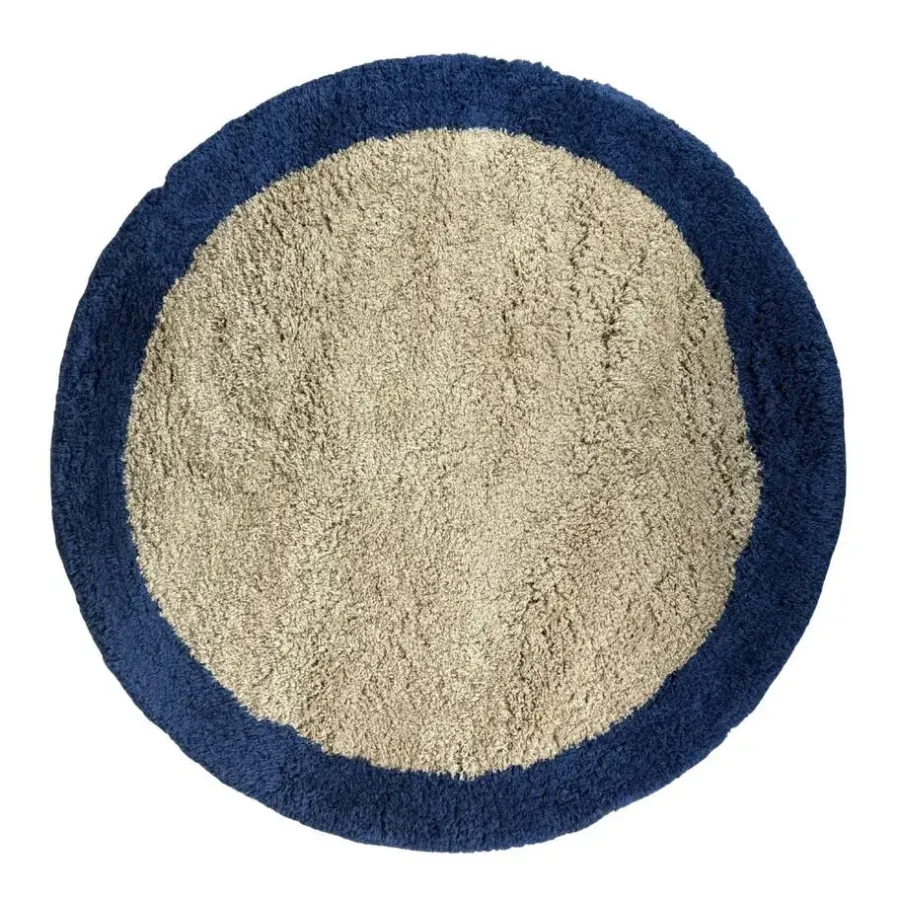 Ronde Vloerkleden-Interieur05 rond hoogpolig vloerkleed polyester Pilo beige/blauw - 240 x 240 cm