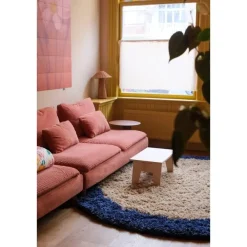 Ronde Vloerkleden-Interieur05 rond hoogpolig vloerkleed polyester Pilo beige/blauw - 240 x 240 cm