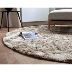 Vloerkleden|Hoogpolige Vloerkleden-Interieur05 Rond Hoogpolig vloerkleed Odelia Bruin/taupe - 160 x 160 cm