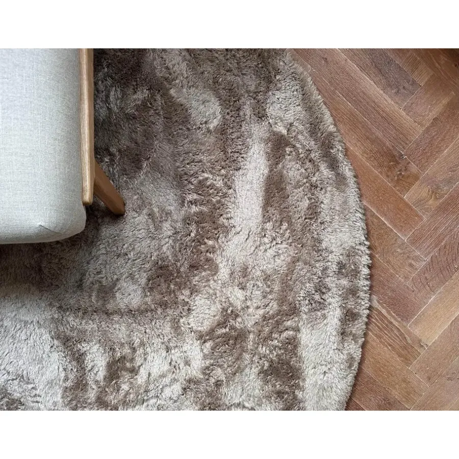 Vloerkleden|Hoogpolige Vloerkleden-Interieur05 Rond Hoogpolig vloerkleed Odelia Bruin/taupe - 160 x 160 cm