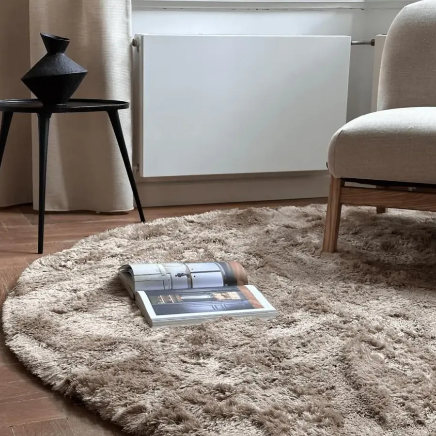 Vloerkleden|Hoogpolige Vloerkleden-Interieur05 Rond Hoogpolig vloerkleed Odelia Bruin/taupe - 160 x 160 cm