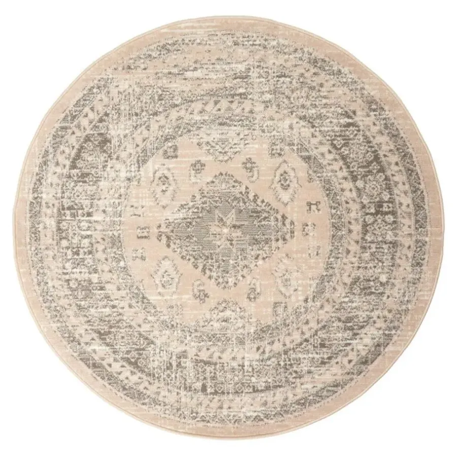 Ronde Vloerkleden-Interieur05 rond vintage Aila vloerkleed zand/beige - 120 x 120 cm