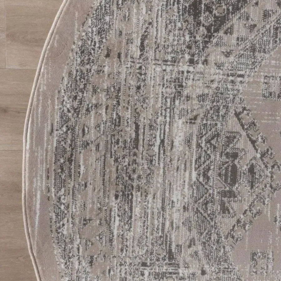 Ronde Vloerkleden-Interieur05 rond vintage Aila vloerkleed zand/beige - 120 x 120 cm