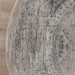 Laagpolige Vloerkleden|Ronde Vloerkleden-Interieur05 rond vintage Aila vloerkleed zand/beige - 160 x 160 cm