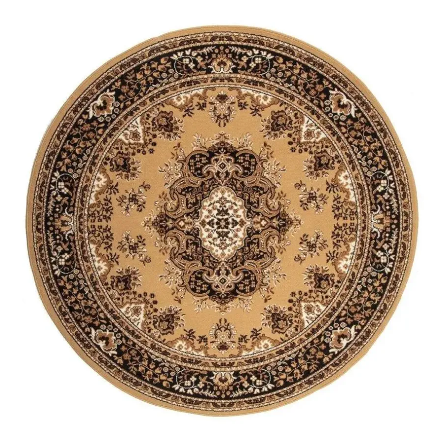 Vloerkleden|Laagpolige Vloerkleden-Interieur05 rond vintage Vloerkleed Nain Perzisch bruin - 100 x 100 cm