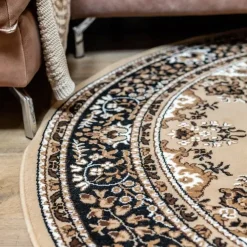 Vloerkleden|Laagpolige Vloerkleden-Interieur05 rond vintage Vloerkleed Nain Perzisch bruin - 100 x 100 cm
