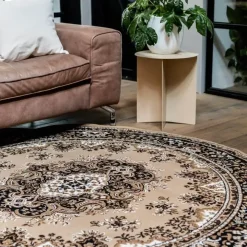 Vloerkleden|Laagpolige Vloerkleden-Interieur05 rond vintage Vloerkleed Nain Perzisch bruin - 100 x 100 cm