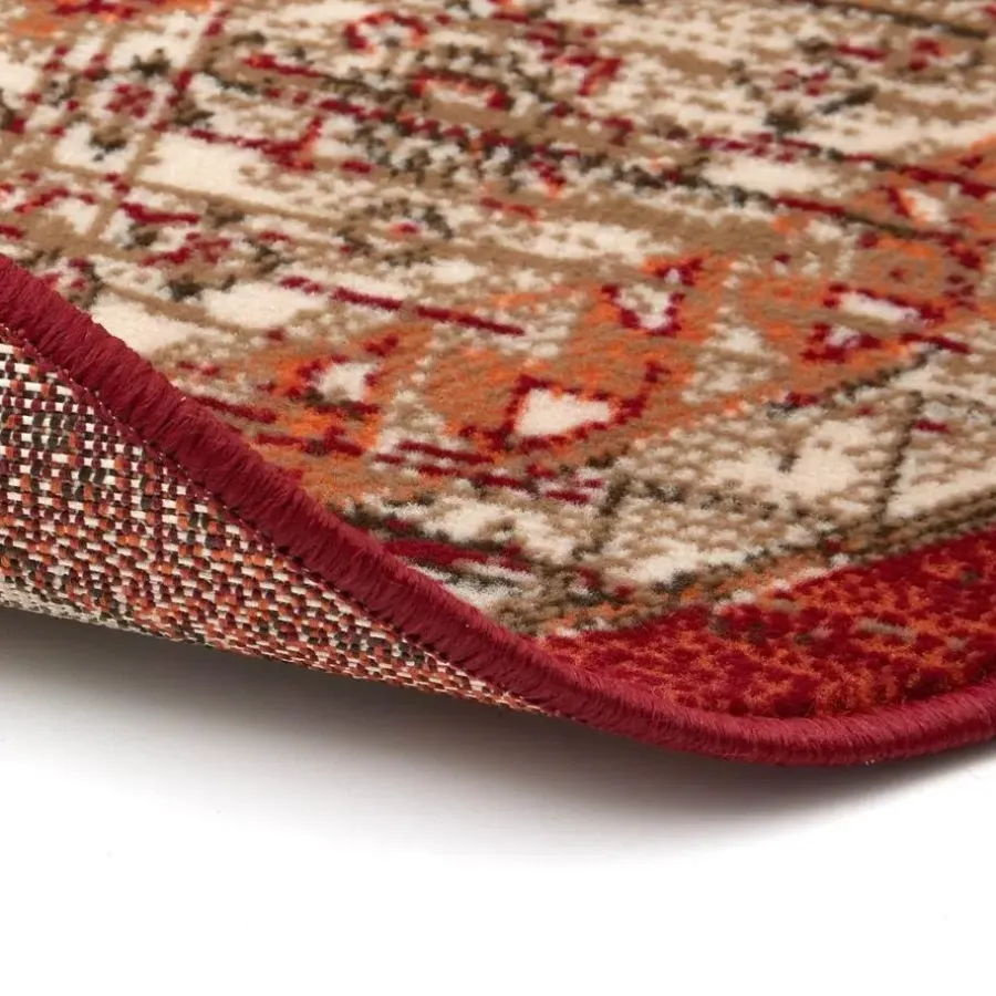 Interieur05 rond vintage vloerkleed Aila rood/oranje - 190 x 190 cm