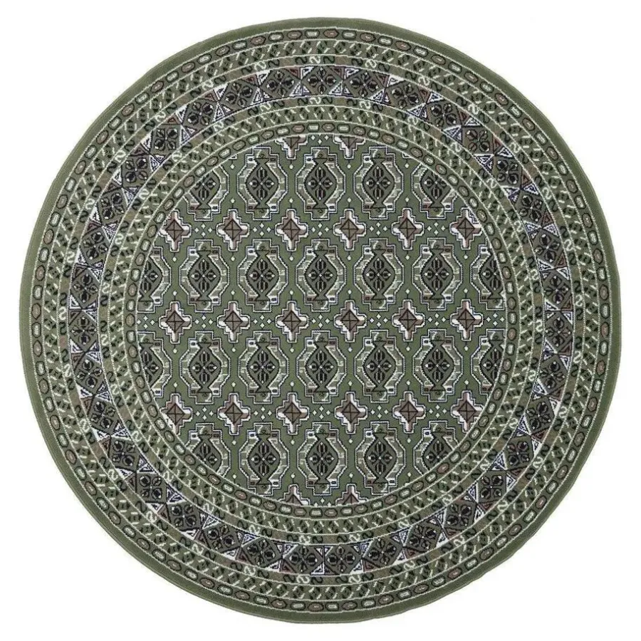Ronde Vloerkleden-Interieur05 rond vintage vloerkleed Marad groen - 160 x 160 cm