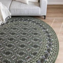 Ronde Vloerkleden-Interieur05 rond vintage vloerkleed Marad groen - 160 x 160 cm