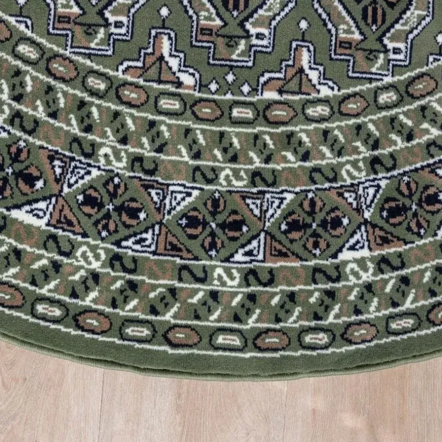 Ronde Vloerkleden-Interieur05 rond vintage vloerkleed Marad groen - 160 x 160 cm