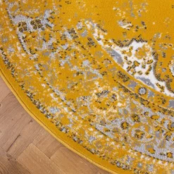 Ronde Vloerkleden-Interieur05 rond vloerkleed Keshan geel - 190 x 190 cm