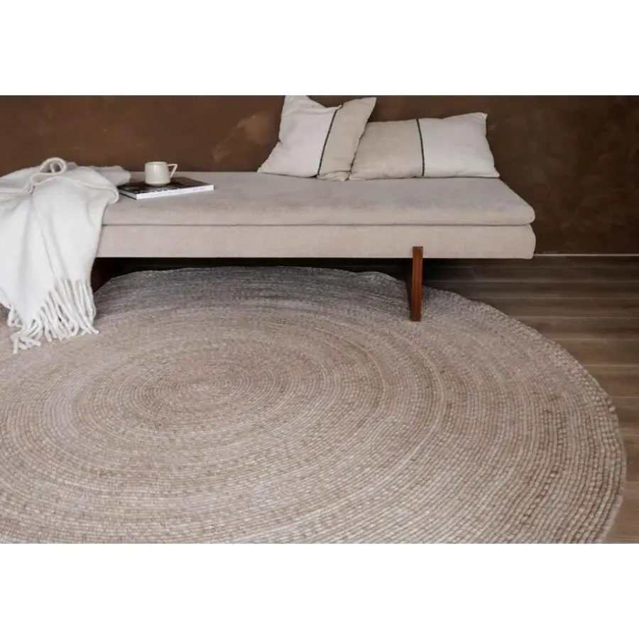 Interieur05 rond vloerkleed Gapo beige - 150 x 150 cm