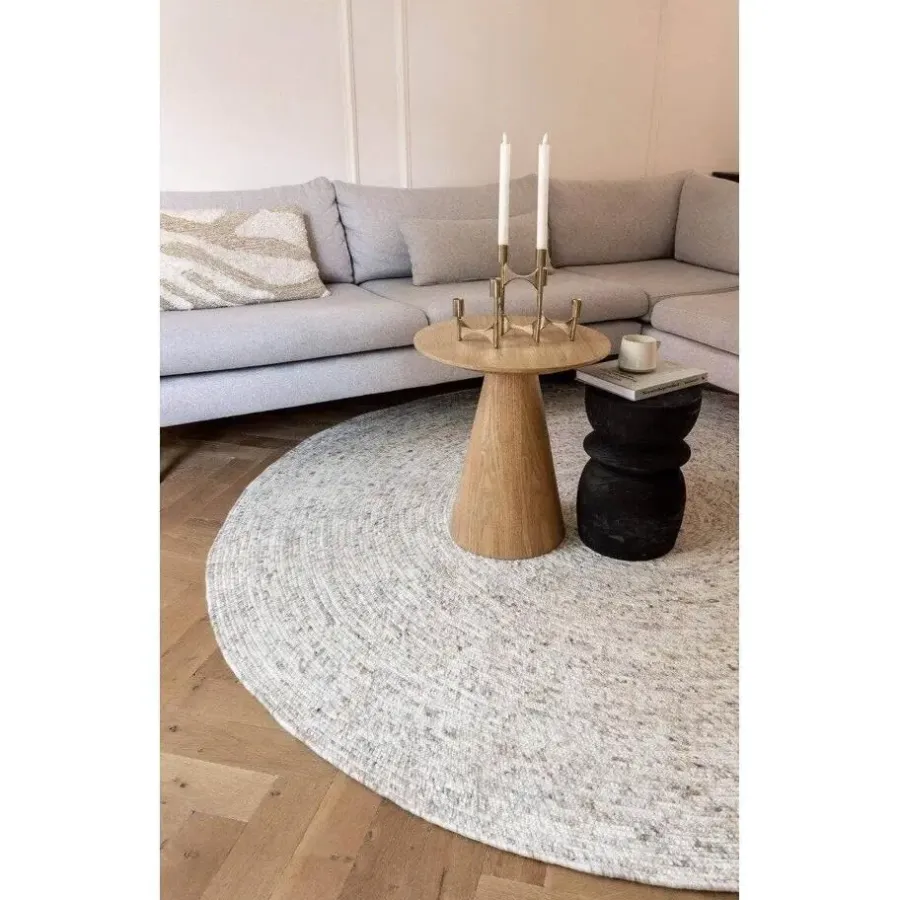 Interieur05 rond vloerkleed Gapo beige/wit - 220 x 220 cm