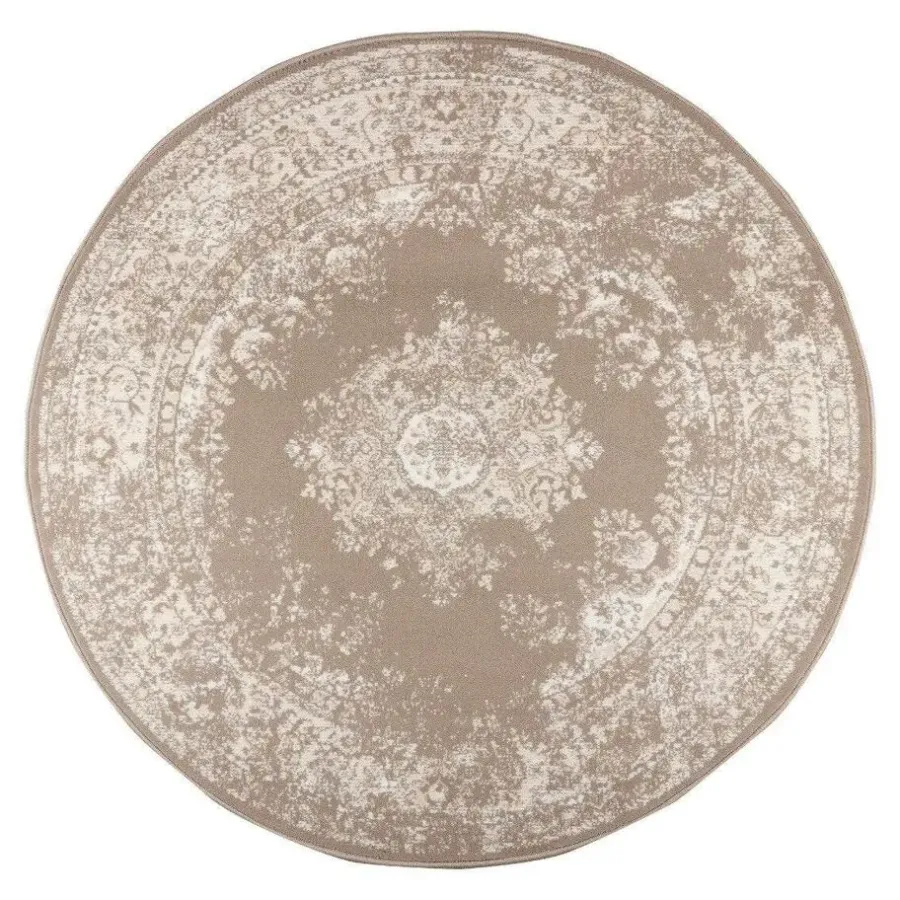 Ronde Vloerkleden-Interieur05 rond vloerkleed Keshan taupe/bruin - 160 x 160 cm