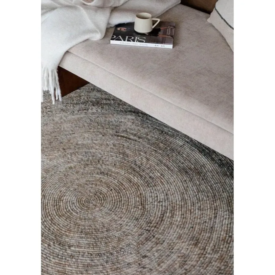 Interieur05 rond vloerkleed Gapo grijs/bruin - 250 x 250 cm