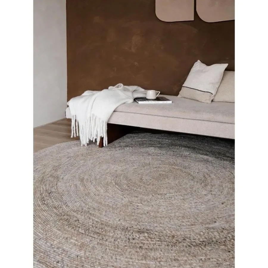 Vloerkleden|Laagpolige Vloerkleden-Interieur05 rond vloerkleed Gapo grijs/bruin - 150 x 150 cm