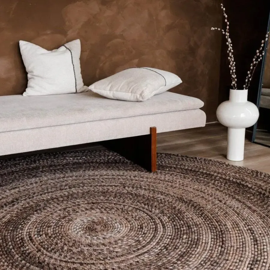 Ronde Vloerkleden-Interieur05 rond vloerkleed Gapo donkerbruin - 150 x 150 cm