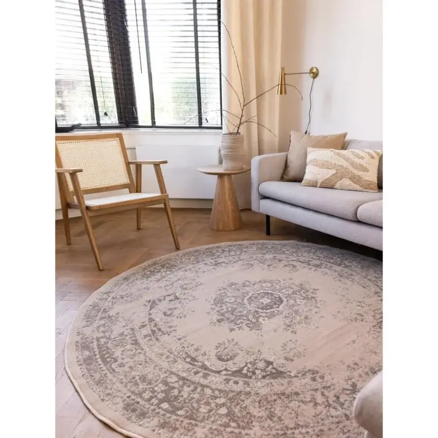Ronde Vloerkleden|Laagpolige Vloerkleden-Interieur05 rond vloerkleed Keshan zand/beige - 240 x 240 cm