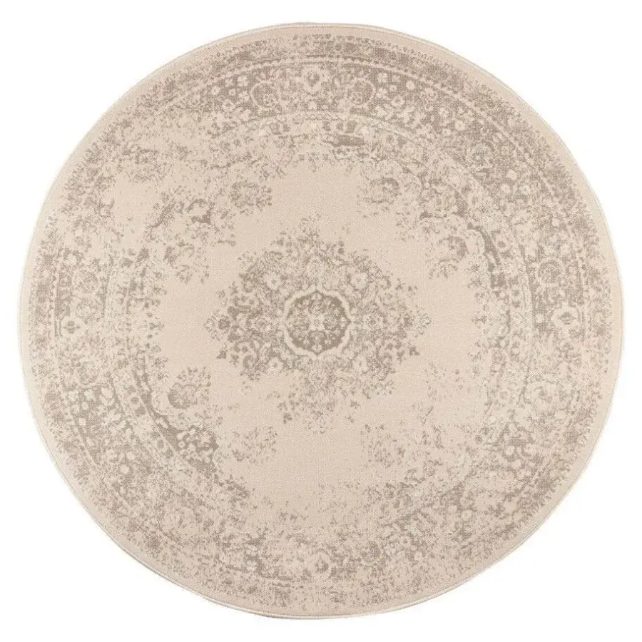 Vloerkleden|Laagpolige Vloerkleden-Interieur05 rond vloerkleed Keshan zand/beige - 190 x 190 cm