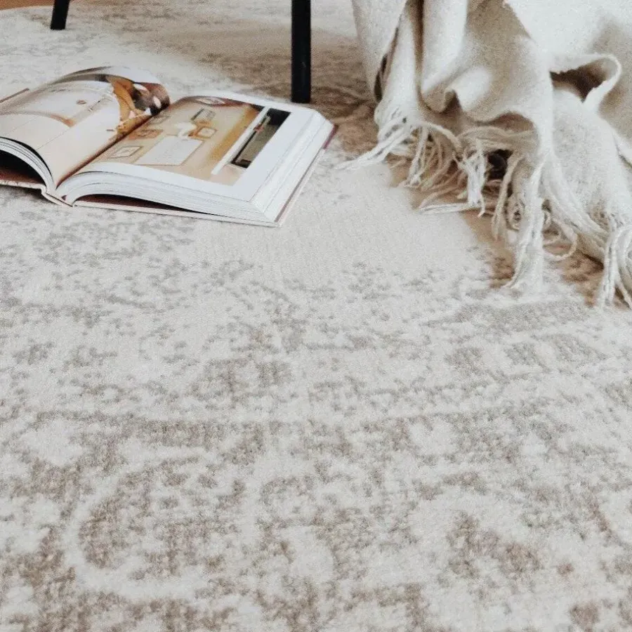 Vloerkleden|Laagpolige Vloerkleden-Interieur05 rond vloerkleed Keshan zand/beige - 190 x 190 cm