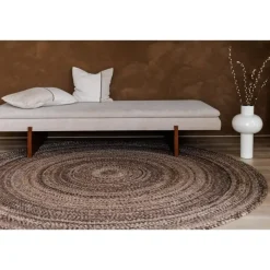 Laagpolige Vloerkleden|Ronde Vloerkleden-Interieur05 rond vloerkleed Gapo donkerbruin - 220 x 220 cm