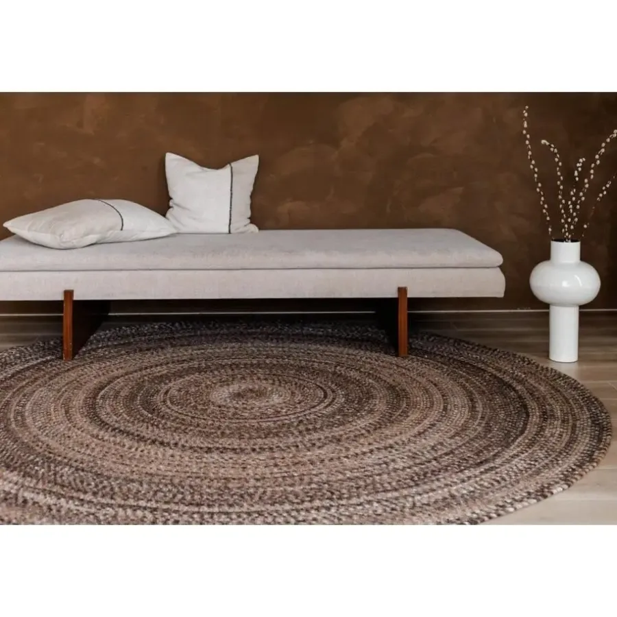 Laagpolige Vloerkleden|Ronde Vloerkleden-Interieur05 rond vloerkleed Gapo donkerbruin - 220 x 220 cm