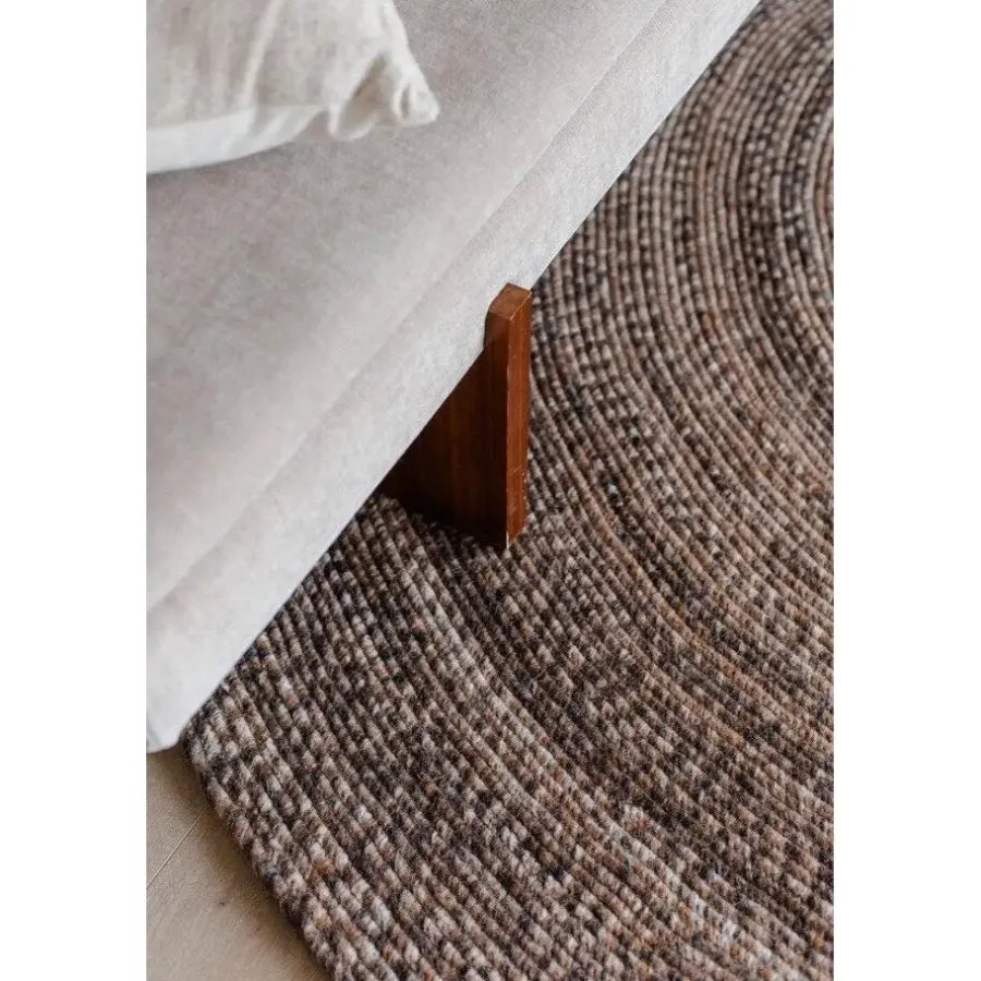Laagpolige Vloerkleden|Ronde Vloerkleden-Interieur05 rond vloerkleed Gapo donkerbruin - 220 x 220 cm