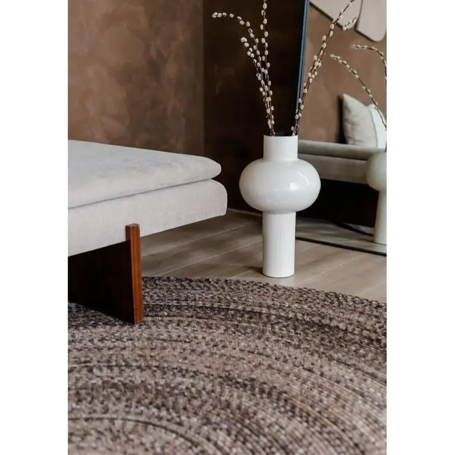 Laagpolige Vloerkleden|Ronde Vloerkleden-Interieur05 rond vloerkleed Gapo donkerbruin - 220 x 220 cm