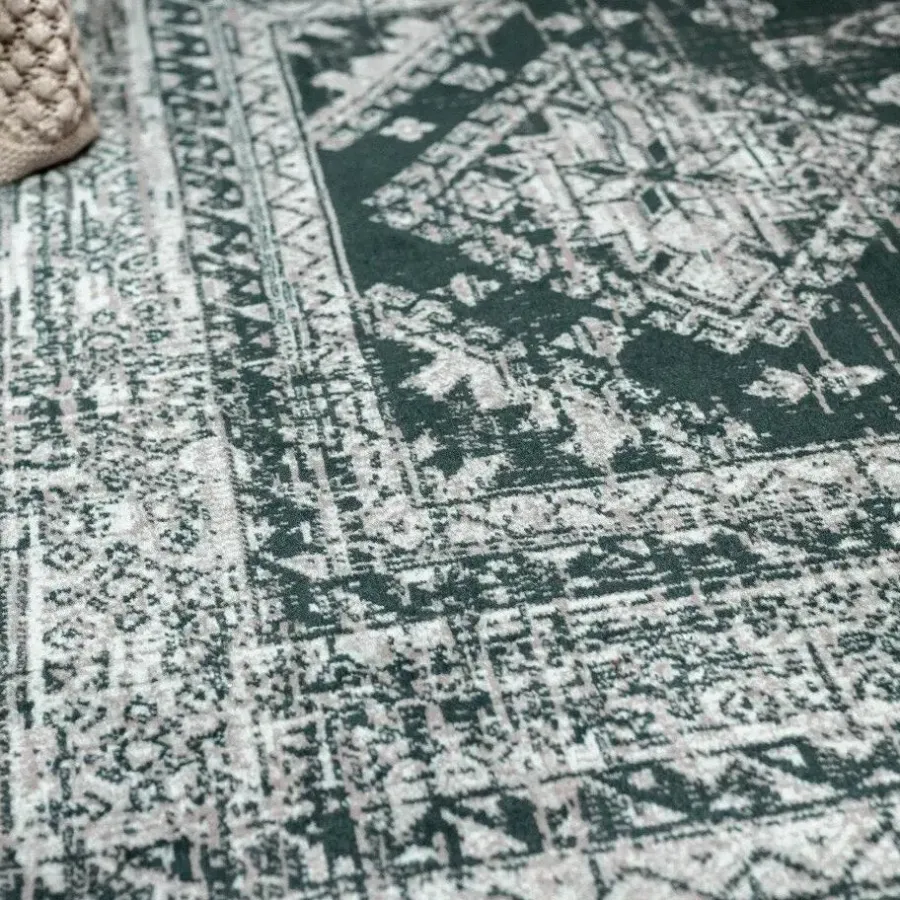Vloerkleden|Laagpolige Vloerkleden-Interieur05 Vintage Vloerkleed Aila Groen - 280 x 190 cm