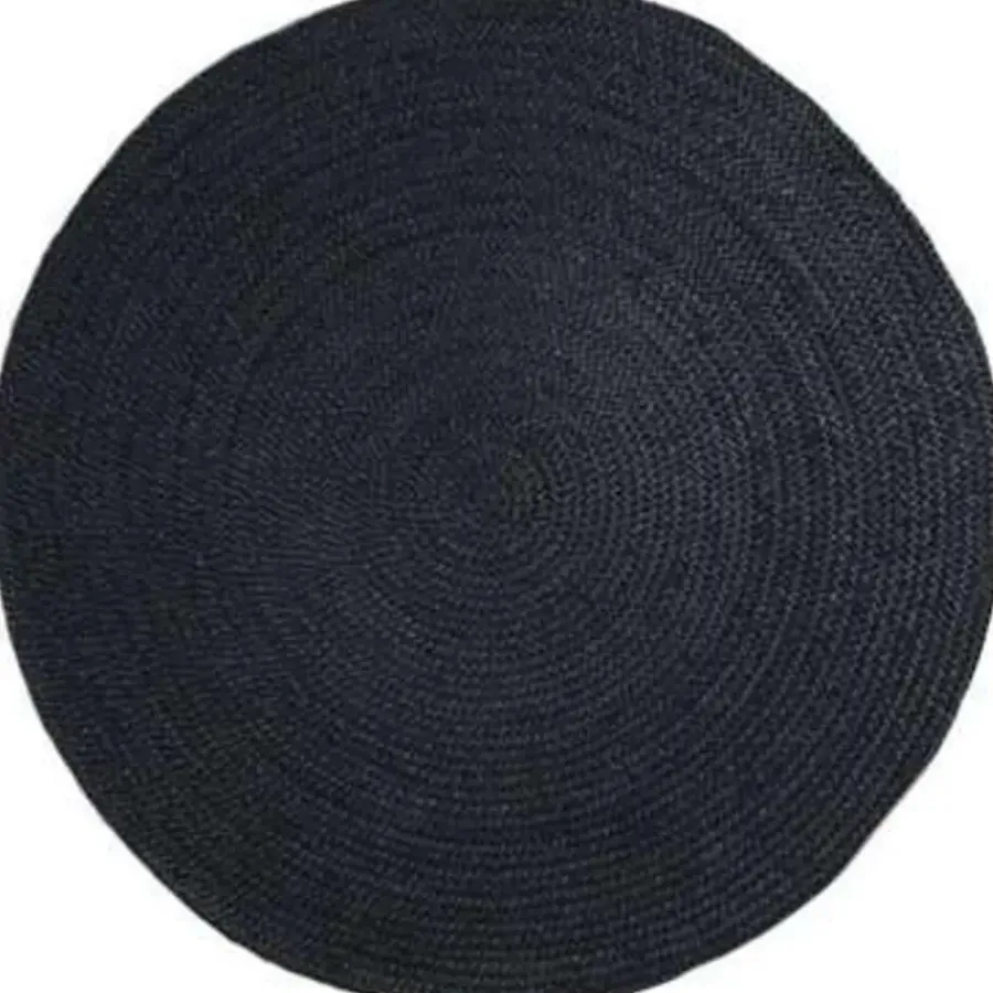 Eva Interior Interieur05 Vloerkleed - Jute Rond - Zwart - 150Ø