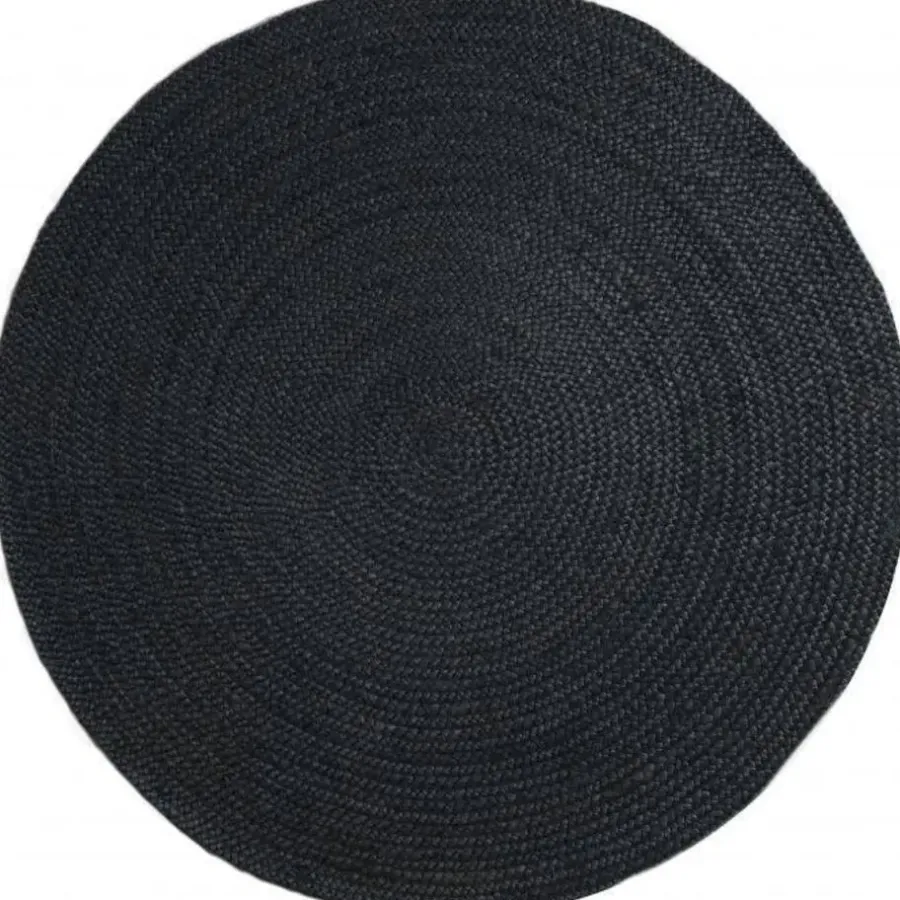 Eva Interior Interieur05 Vloerkleed - Jute Rond - Zwart - 150Ø