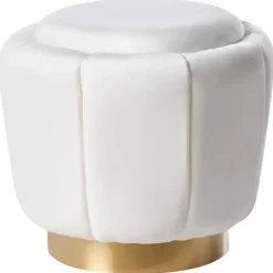 Poefen-Leen Bakker IRVING - Poef - Wit - 43 cm - Fluweel