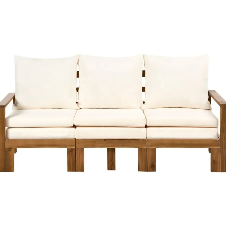 Leen Bakker ISOLELLO - Tuinbank met kussens - Lichtbeige - Acaciahout