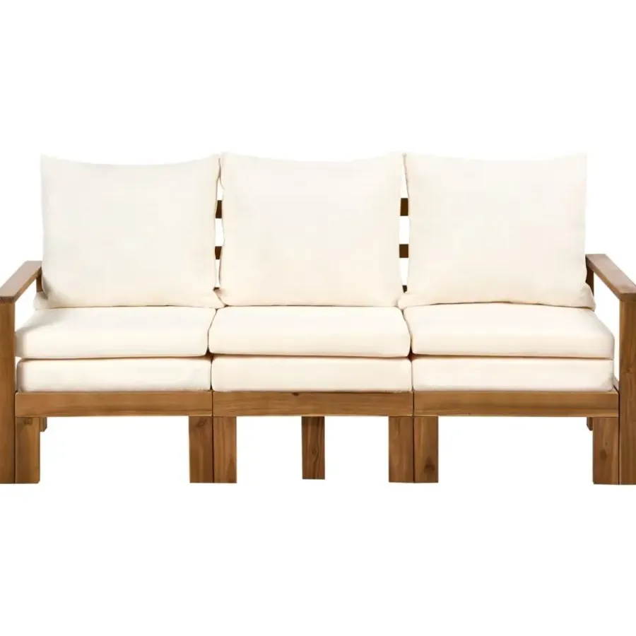 Leen Bakker ISOLELLO - Tuinbank met kussens - Lichtbeige - Acaciahout