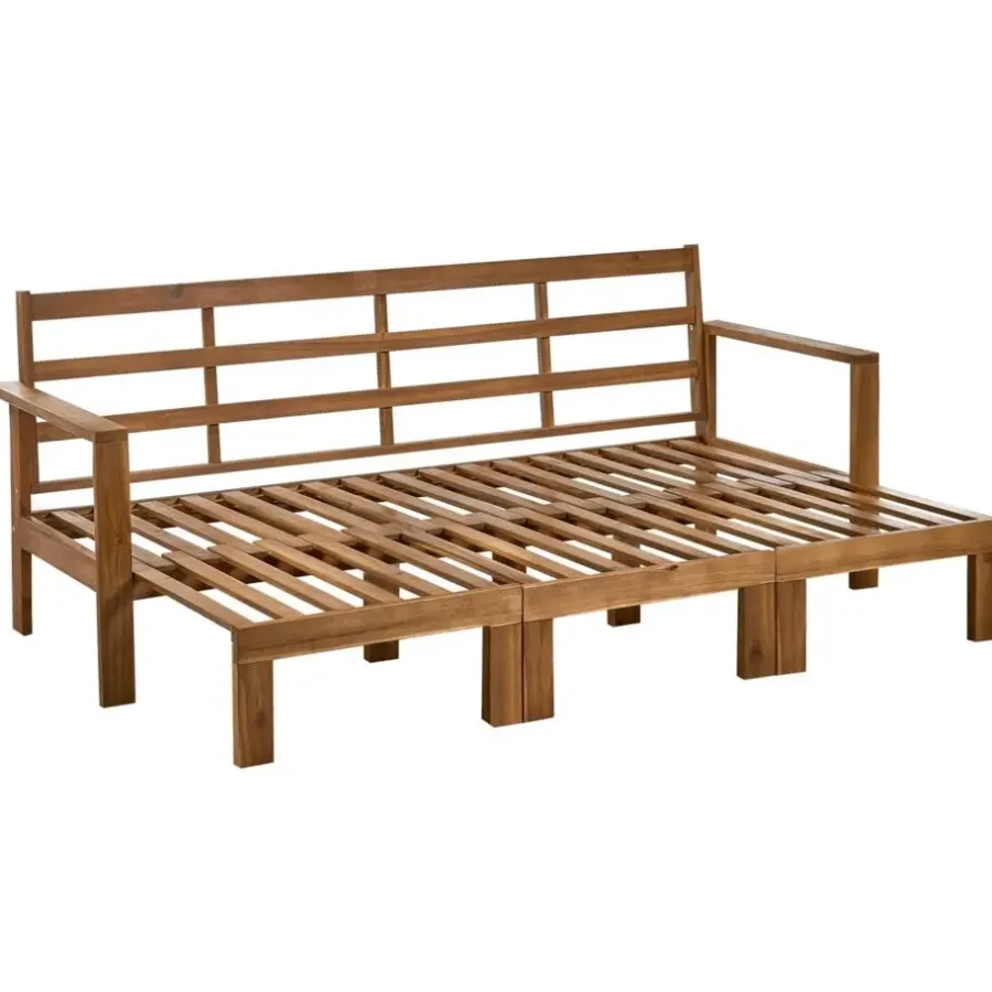 Leen Bakker ISOLELLO - Tuinbank met kussens - Lichtbeige - Acaciahout