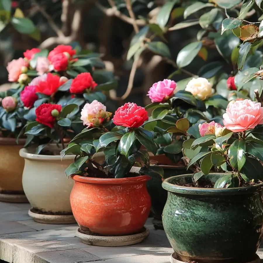 Planten|Tuinplanten-Plant in a Box Japanse Roos - Set van 6 - Camellia japonica - Hoogte 25-40cm - ⌀9cm