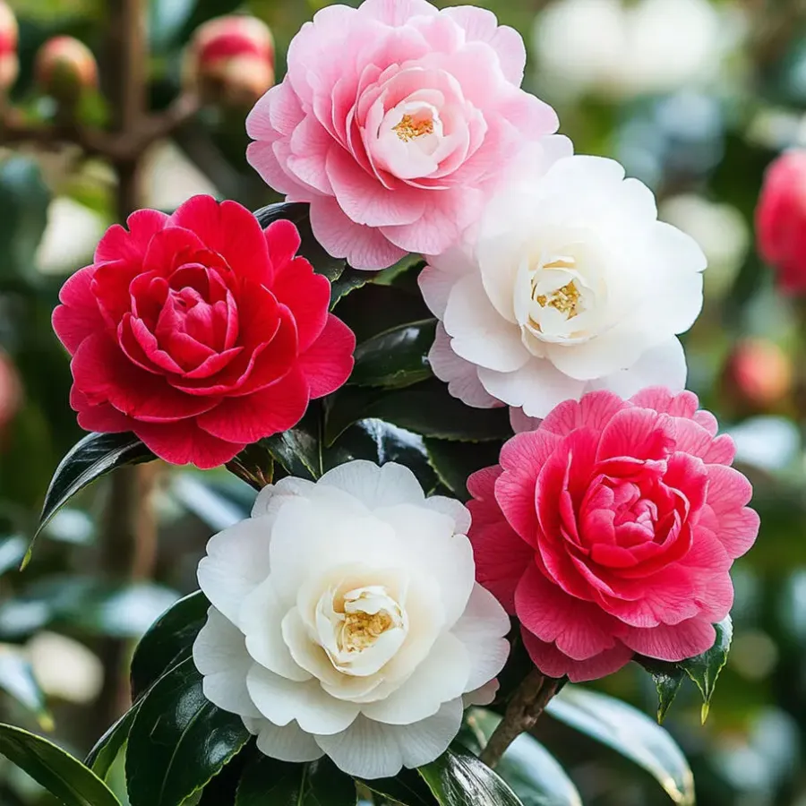 Tuinplanten-Plant in a Box Japanse Roos - Set van 3 - Camellia japonica - Hoogte 25-40cm - ⌀9cm