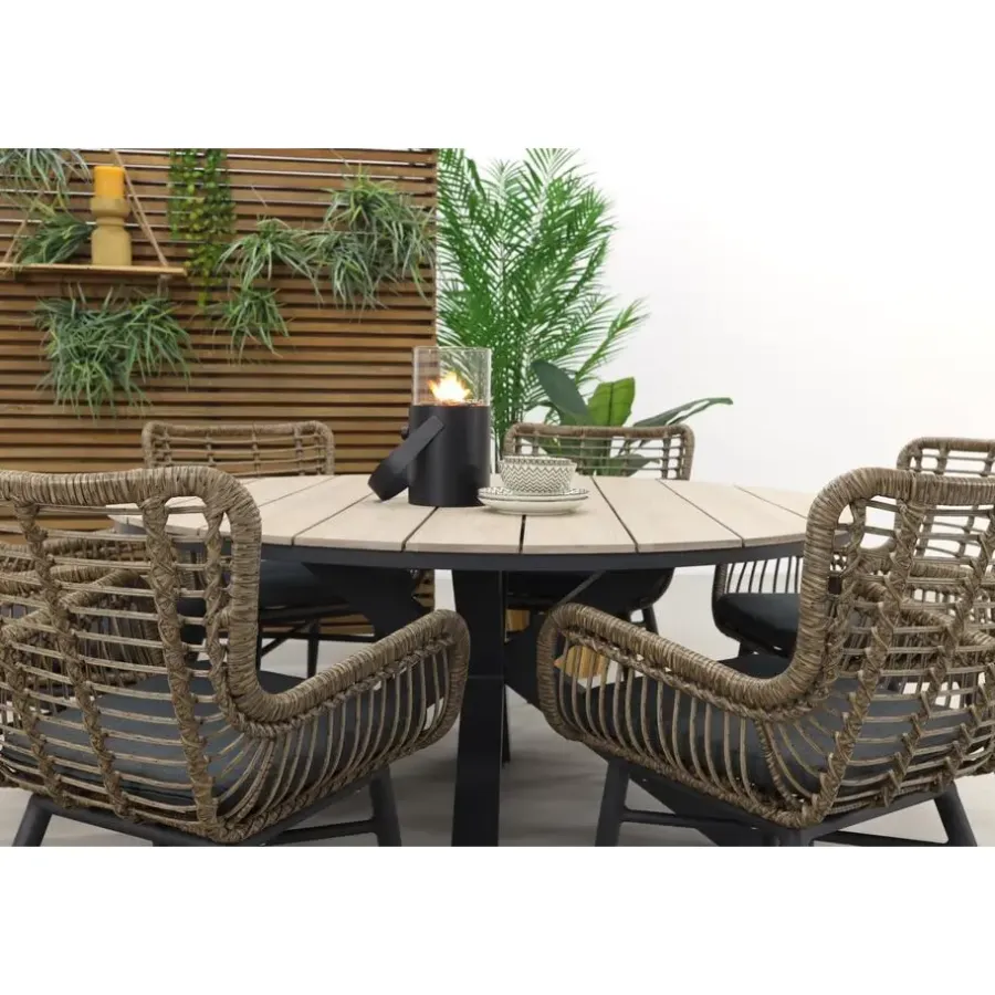Garden Impressions Jasmine natural / Edison 148 cm. - ronde tuinset