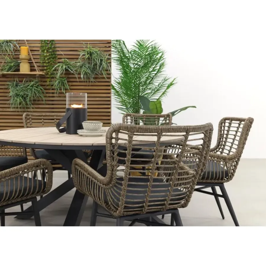 Garden Impressions Jasmine natural / Edison 148 cm. - ronde tuinset