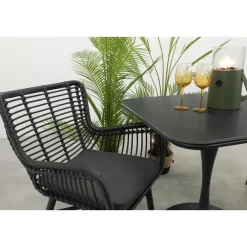 Bistro- & Balkonsets-Van der Garde Tuinmeubelen - Premium Jasmine/Toscara bistroset 80x80 cm. - Zwart/Keramiek