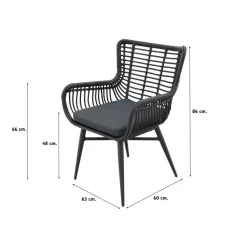 Bistro- & Balkonsets-Van der Garde Tuinmeubelen - Premium Jasmine/Toscara bistroset 80x80 cm. - Zwart/Keramiek