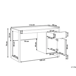 Beliani JOHNSON - Bureau - Wit - Vezelplaat