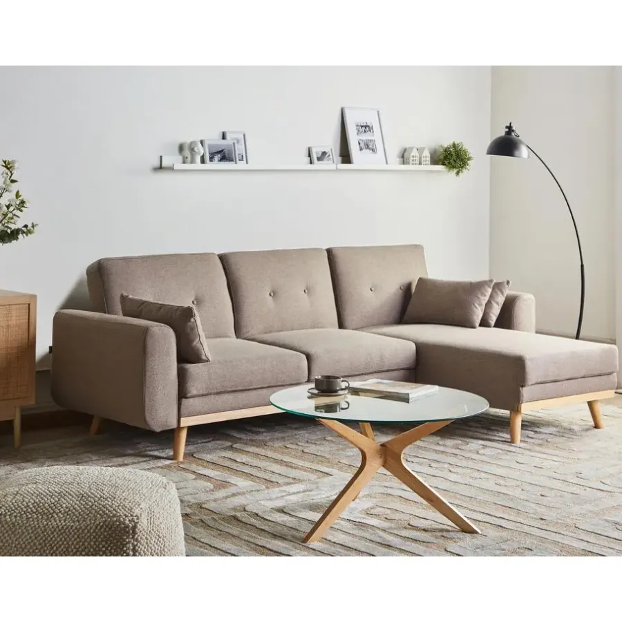 Leen Bakker KAARINA - Hoekbank - Lichtbruin - Linkszijdig - Polyester
