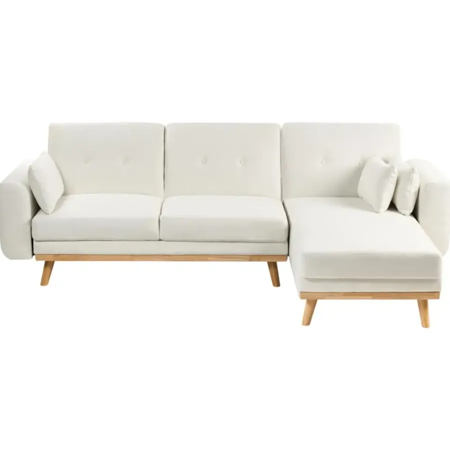 Slaapbanken|Slaapbanken-Leen Bakker KAARINA - Hoekbank - Wit - Linkszijdig - Polyester