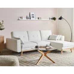 Slaapbanken|Slaapbanken-Leen Bakker KAARINA - Hoekbank - Wit - Linkszijdig - Polyester