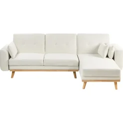 Slaapbanken|Slaapbanken-Leen Bakker KAARINA - Hoekbank - Wit - Linkszijdig - Polyester