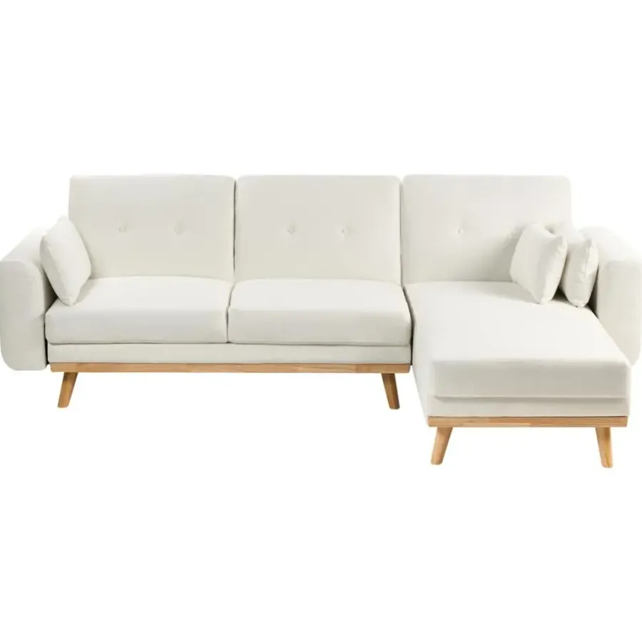 Slaapbanken|Slaapbanken-Leen Bakker KAARINA - Hoekbank - Wit - Linkszijdig - Polyester