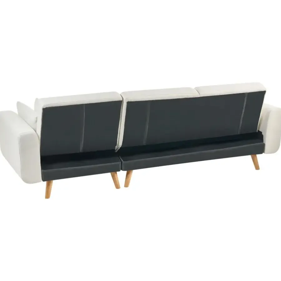 Slaapbanken|Slaapbanken-Leen Bakker KAARINA - Hoekbank - Wit - Linkszijdig - Polyester